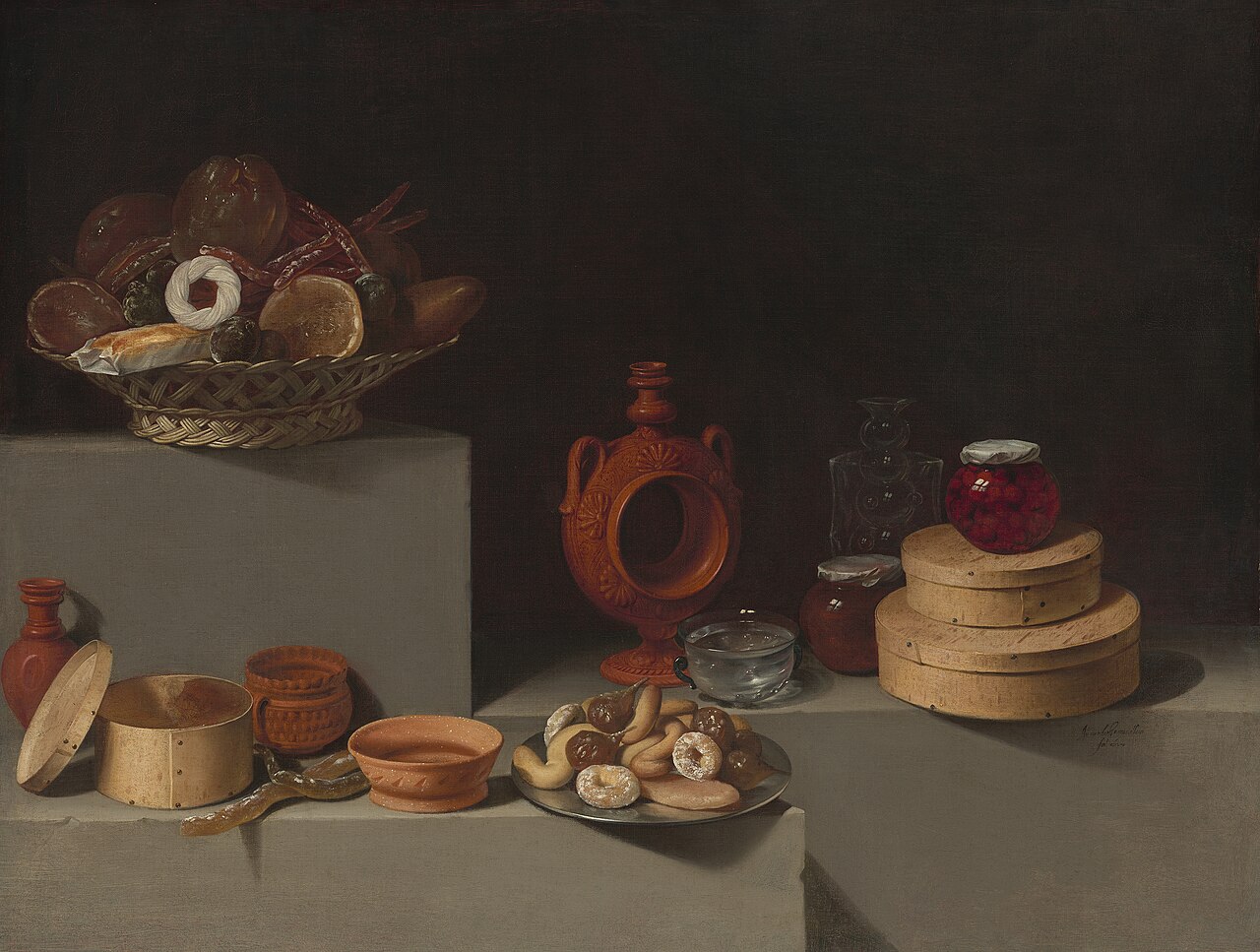 Still life with sweets and pottery, Juan van der Hamen y León, 1627