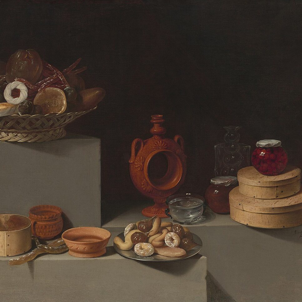 Still life with sweets and pottery, Juan van der Hamen y León, 1627